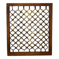 Vintage Wooden Iron Metal Indian Jali Window Frame