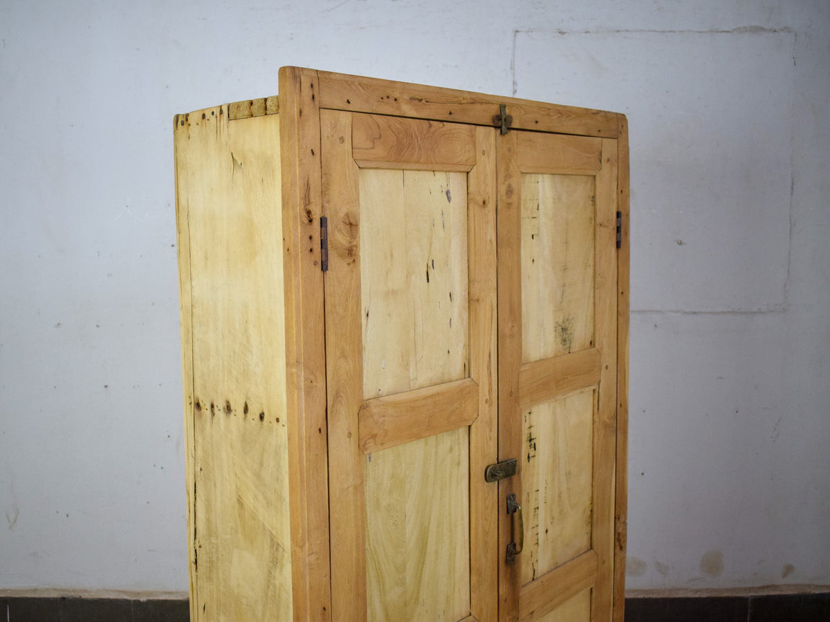 Vintage Rustic Bleached Wood Cupboard Cabinet Storage