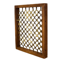 Vintage Wooden Iron Metal Indian Jali Window Frame