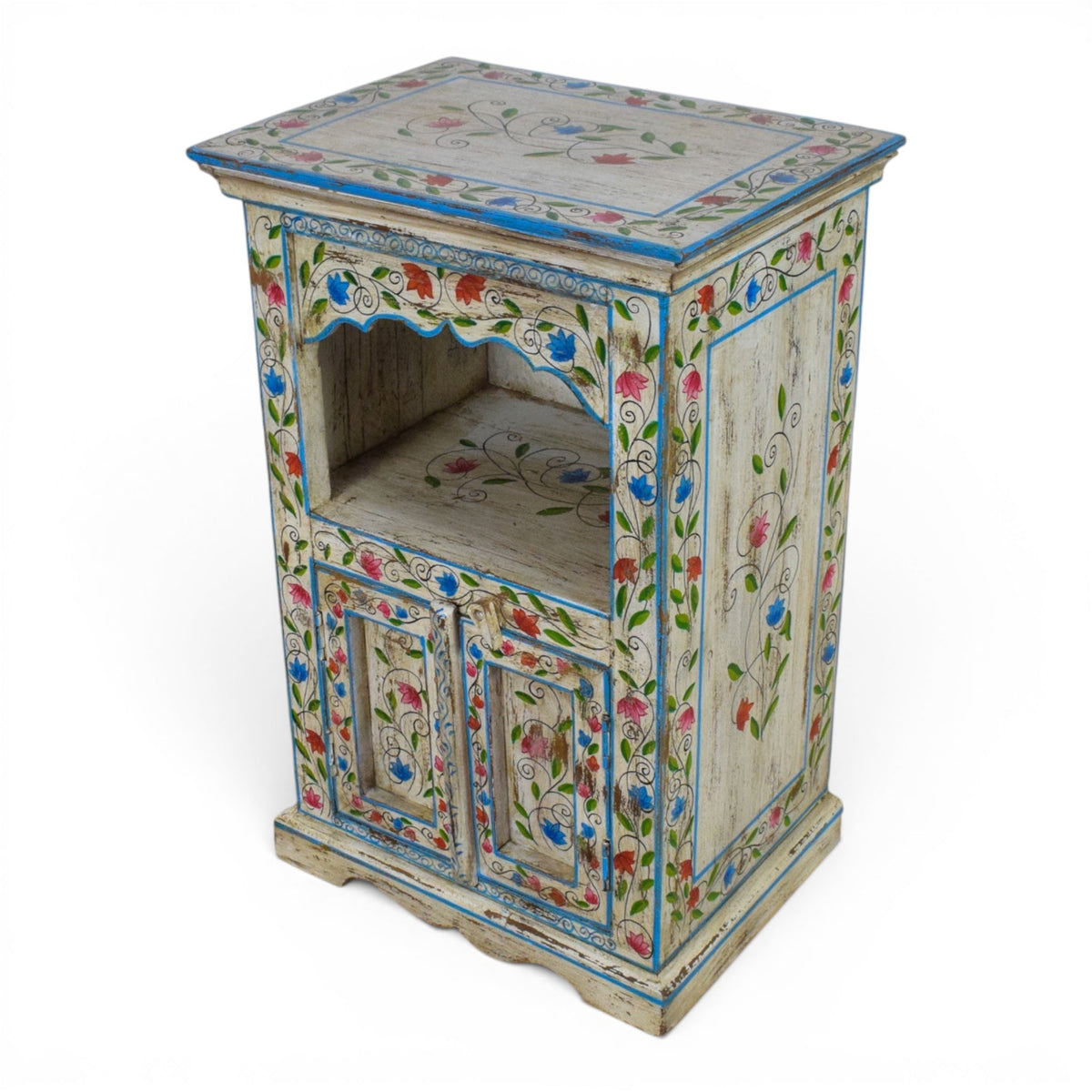 Hand Painted Reclaimed Bedside Cabinet Cupboard