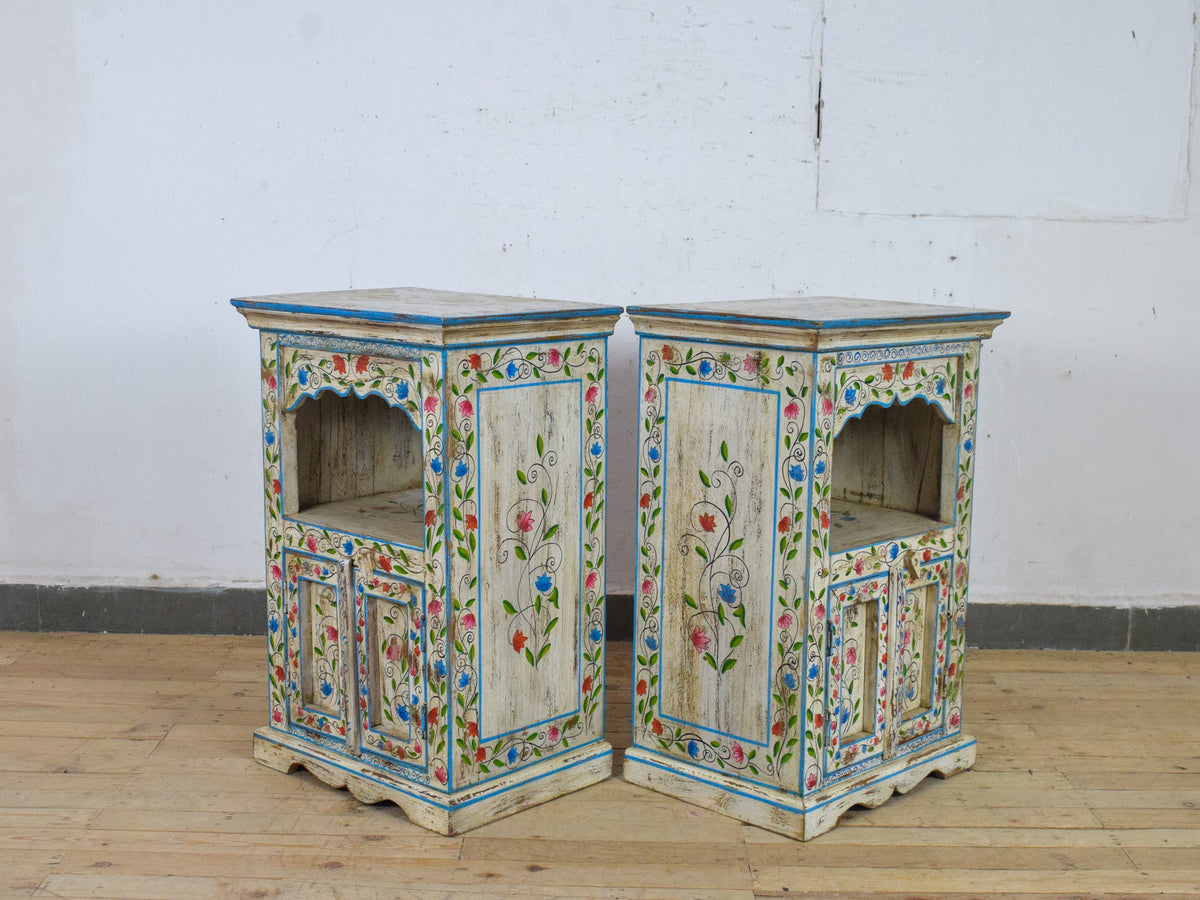 Hand Painted Reclaimed Bedside Cabinet Cupboard