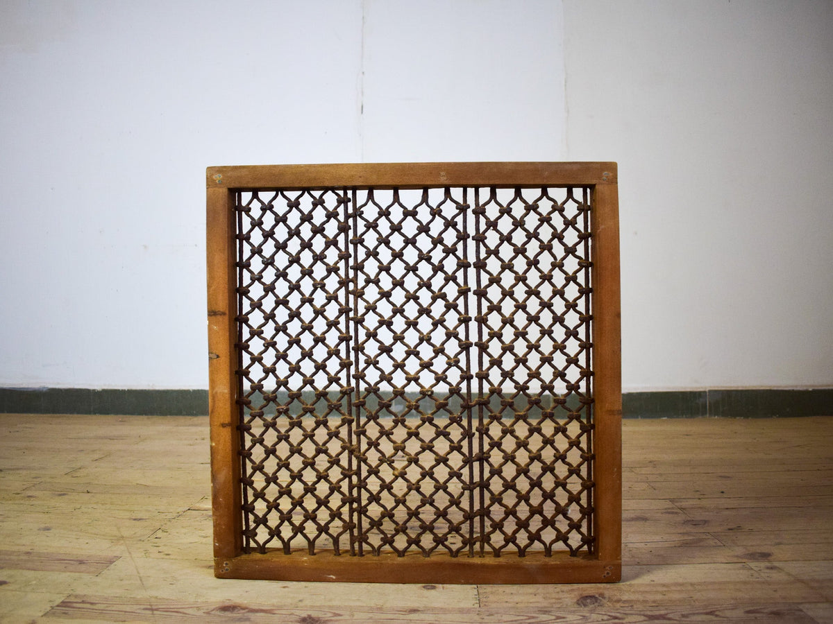 Vintage Wooden Iron Metal Indian Jali Window Frame