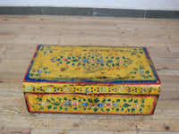 Vintage Indian Hand Painted Metal Travel Trunk Chest