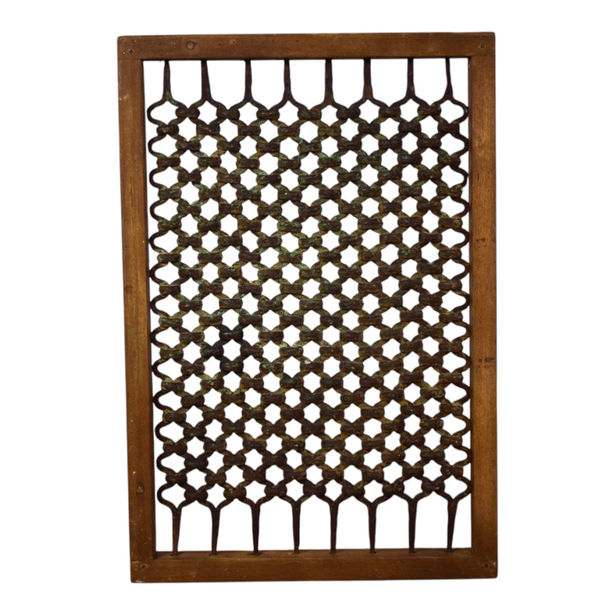 Vintage Wooden Iron Metal Indian Jali Window Frame