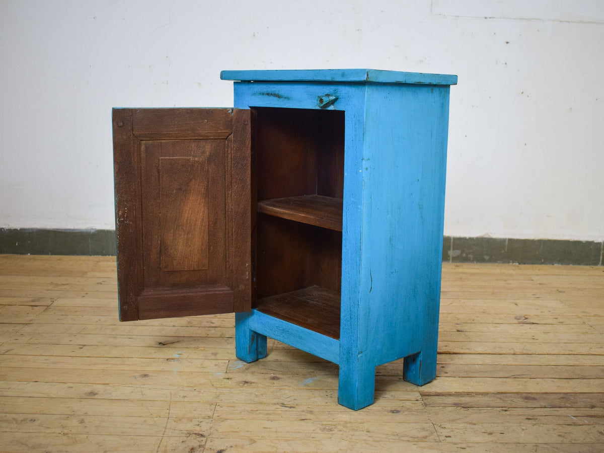 Vintage Reclaimed Carved Wood Pair of Bed Side Cabinet Cupboard