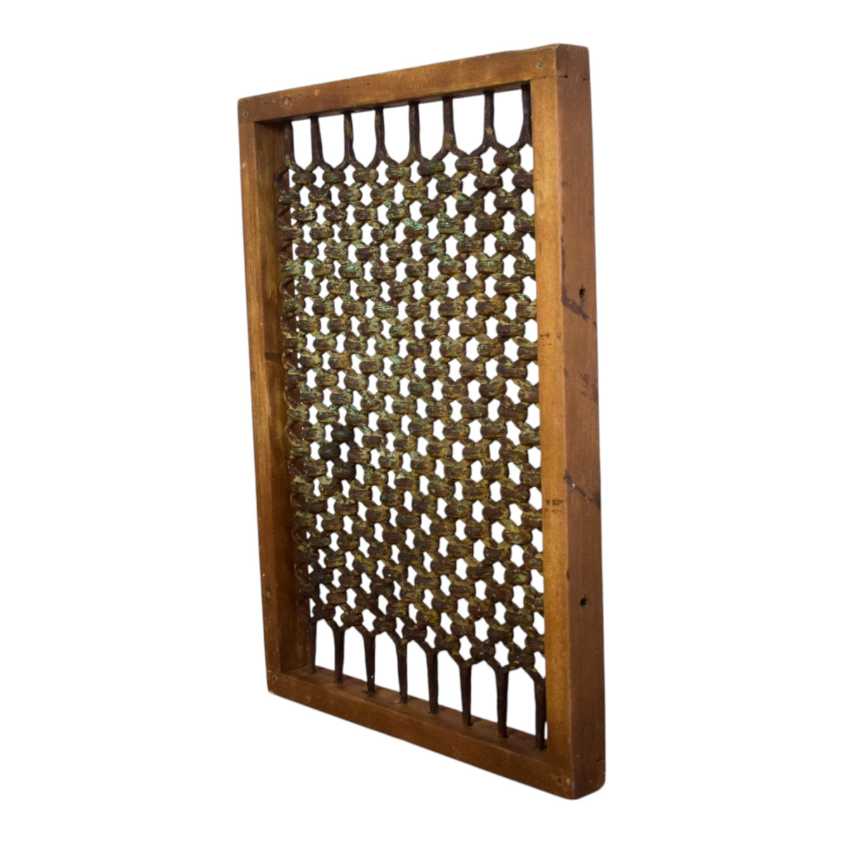Vintage Wooden Iron Metal Indian Jali Window Frame
