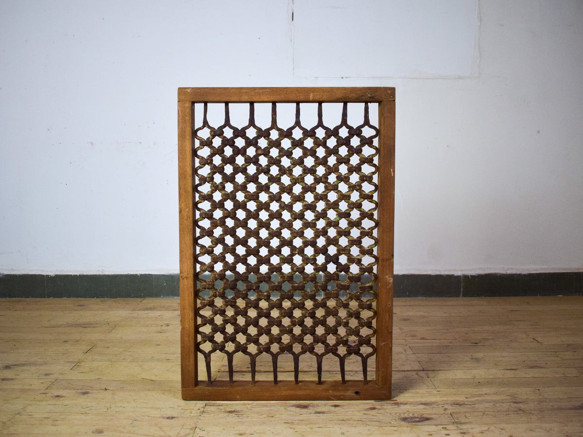 Vintage Wooden Iron Metal Indian Jali Window Frame