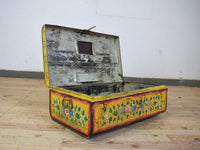 Vintage Indian Hand Painted Metal Travel Trunk Chest