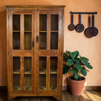 Large Vintage Rustic Wooden Housekeepers Cupboard Cabinet