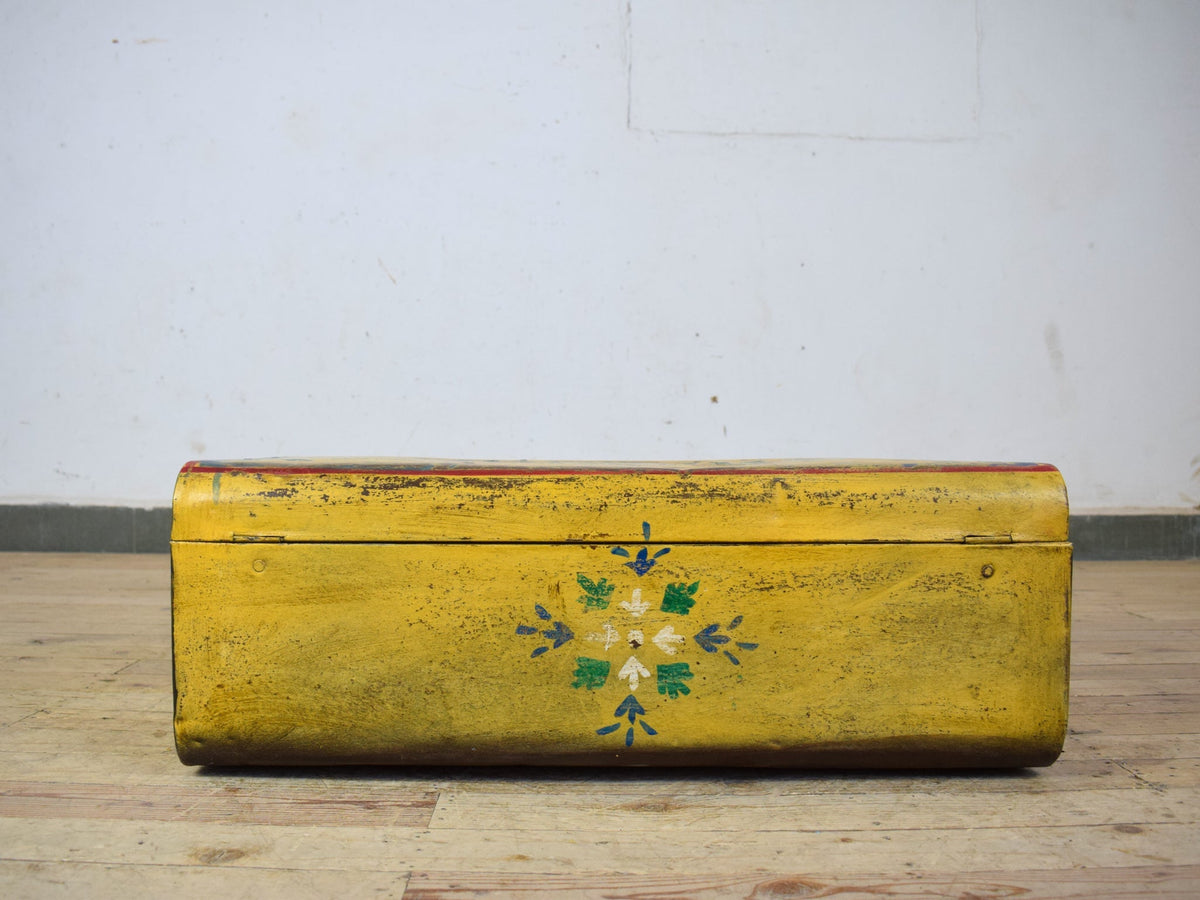 Vintage Indian Hand Painted Metal Travel Trunk Chest