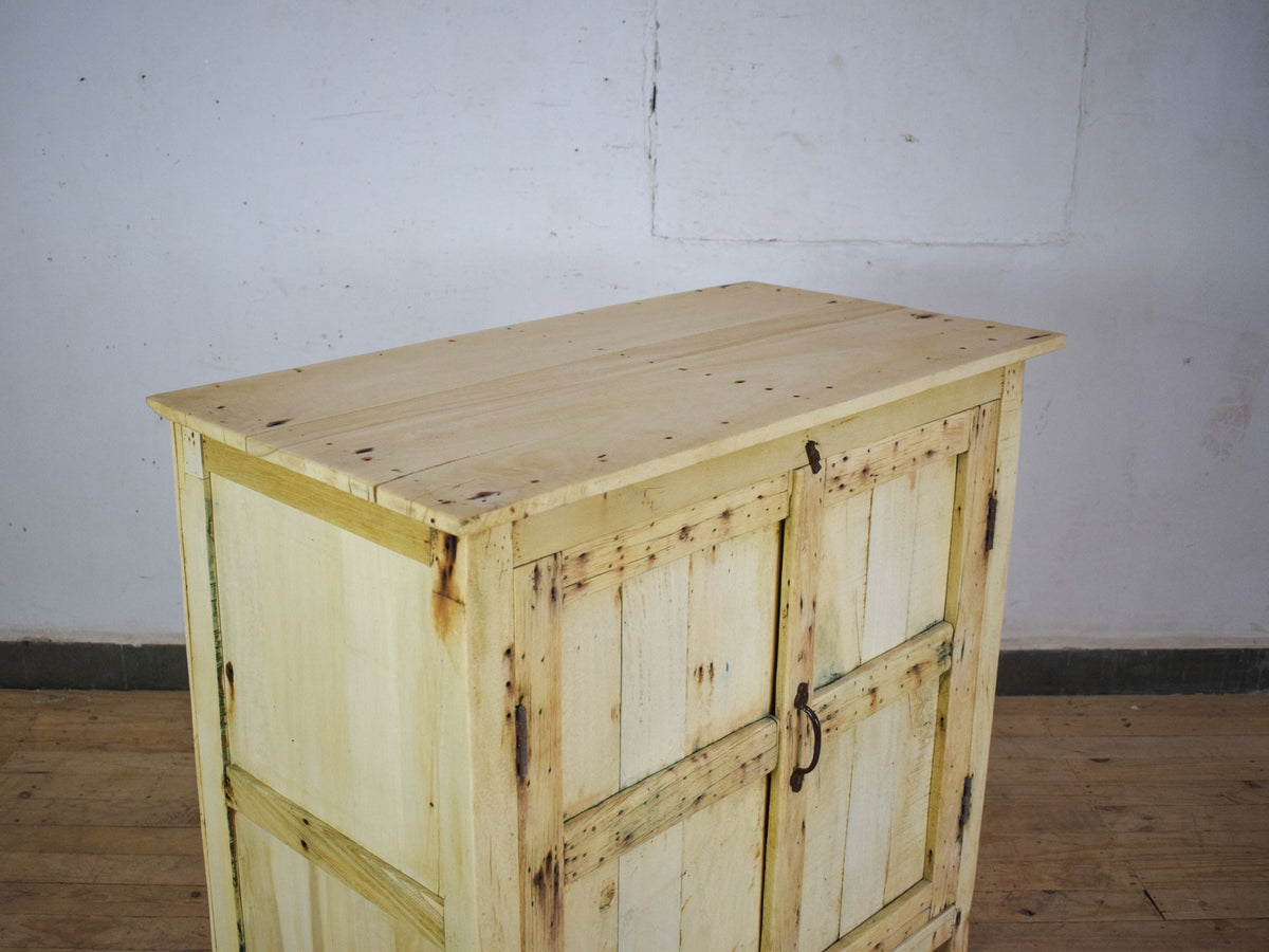 Vintage Rustic Bleached Wood Housekeepers Cupboard Cabinet Storage
