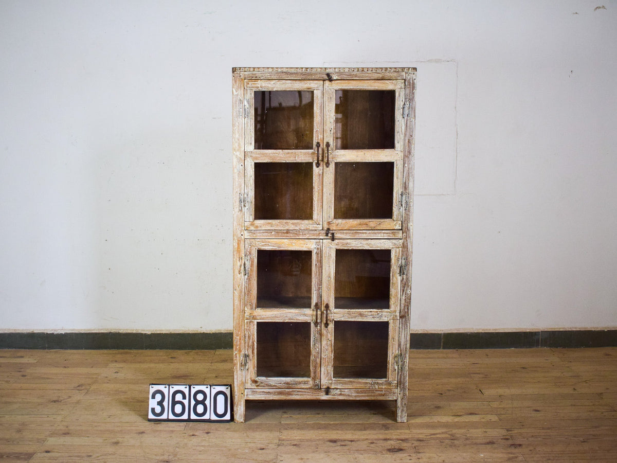Vintage Worn Painted Rustic Cupboard Cabinet