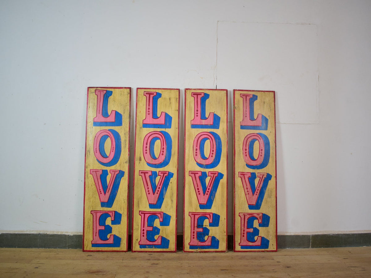 Hand Painted Vintage Design Wooden 'LOVE' Sign - LARGE 110 cm