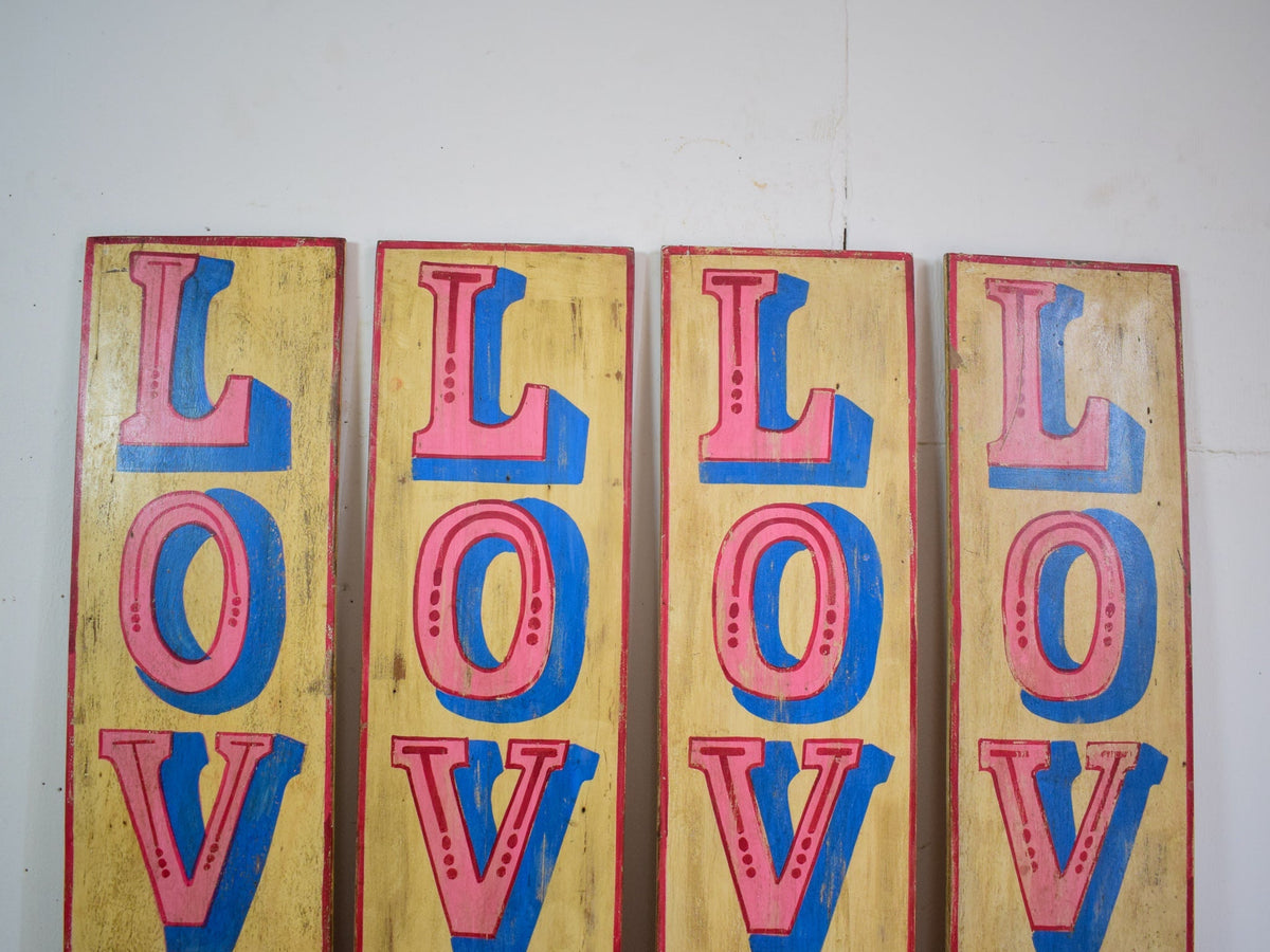 Hand Painted Vintage Design Wooden 'LOVE' Sign - LARGE 110 cm