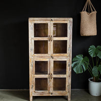 Vintage Worn Painted Rustic Cupboard Cabinet