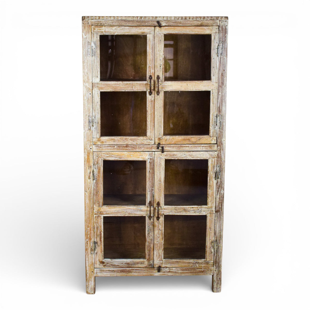 Vintage Worn Painted Rustic Cupboard Cabinet