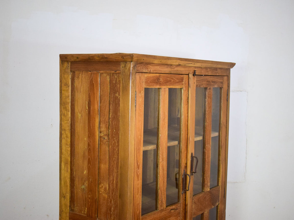 Large Vintage Rustic Wooden Housekeepers Cupboard Cabinet
