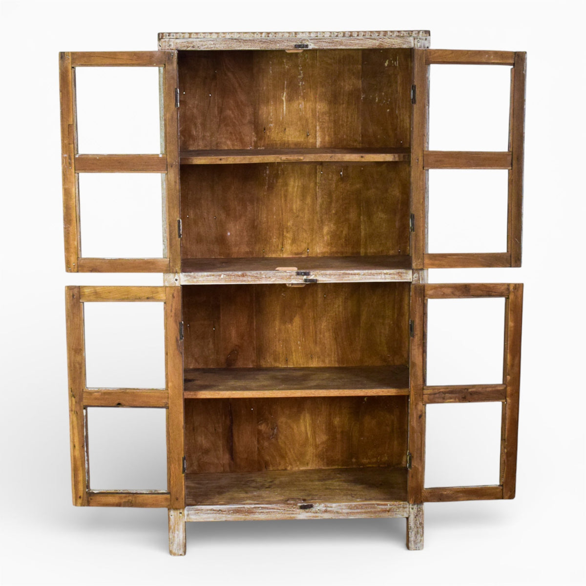 Vintage Worn Painted Rustic Cupboard Cabinet