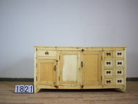 Large Vintage Rustic Bleached Wood Cupboard Kitchen Island Sideboard