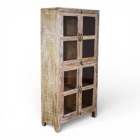 Vintage Worn Painted Rustic Cupboard Cabinet