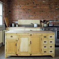 Large Vintage Rustic Bleached Wood Cupboard Kitchen Island Sideboard