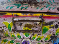 Vintage Indian Hand Painted Metal Travel Trunk Chest