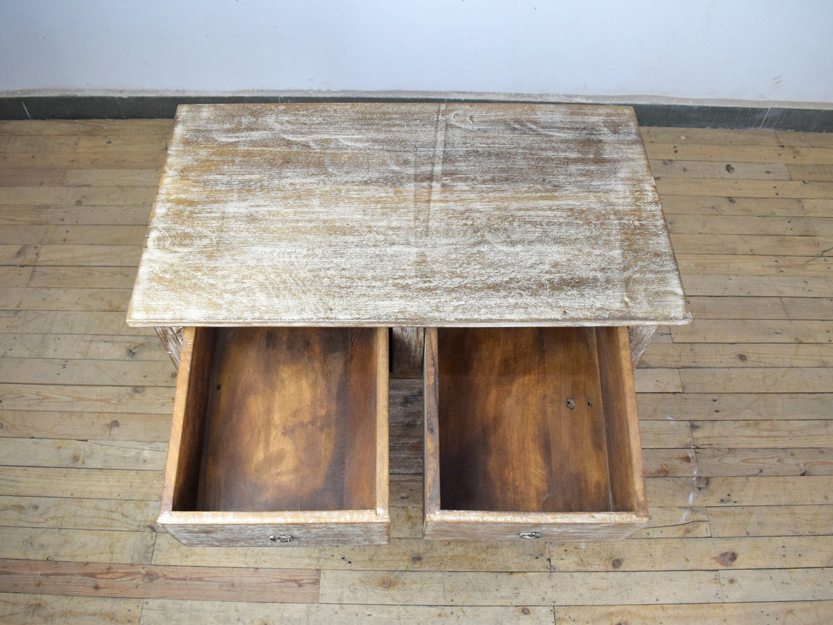 Vintage Wooden Table Kitchen Island Prep Table Drawers
