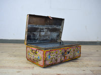 Vintage Indian Hand Painted Metal Travel Trunk Chest