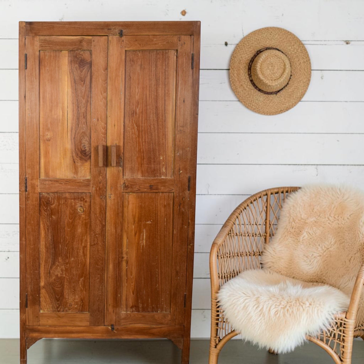 Vintage Wooden Rustic Cupboard Cabinet