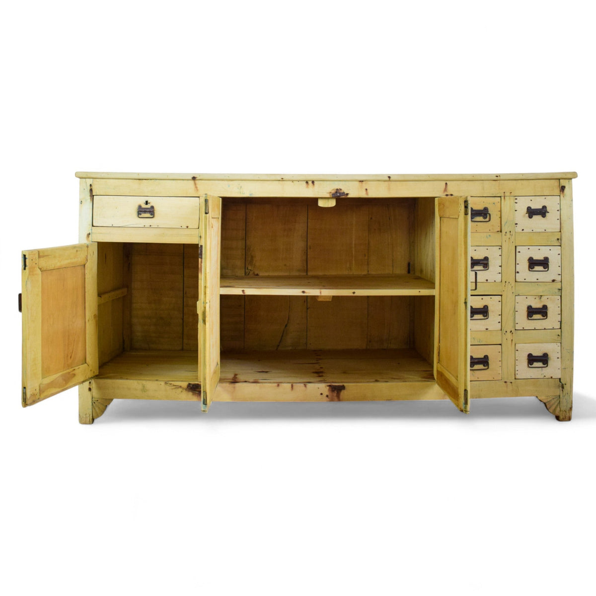 Large Vintage Rustic Bleached Wood Cupboard Kitchen Island Sideboard