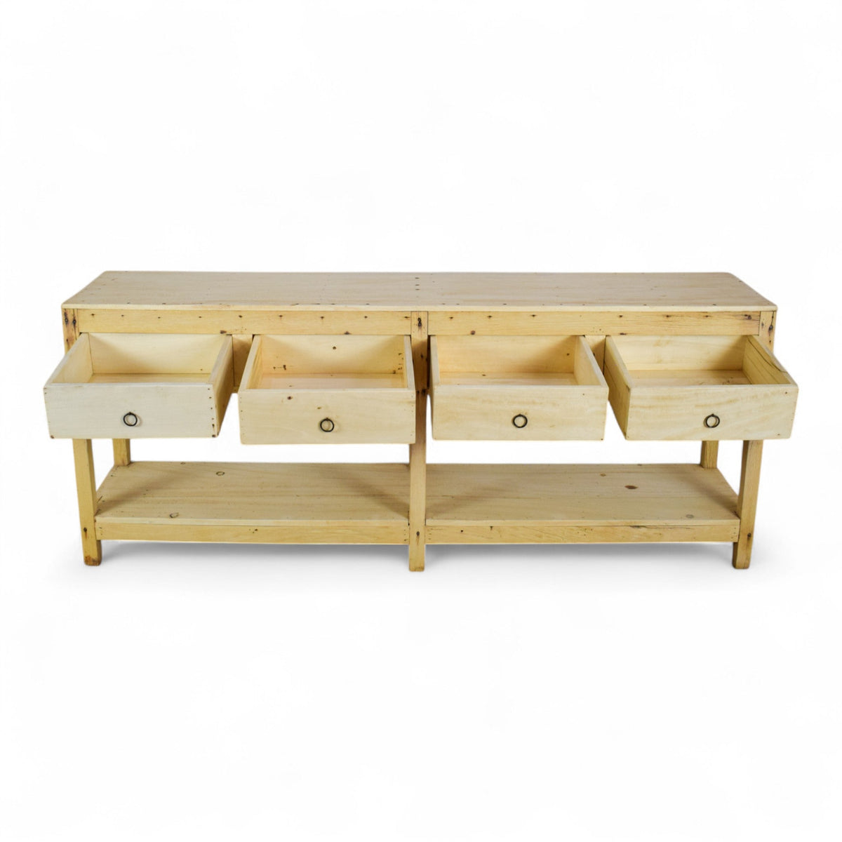 Vintage Solid Wood Rustic Sideboard Cupboard Drawers