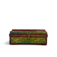 Vintage Indian Hand Painted Metal Travel Trunk Chest