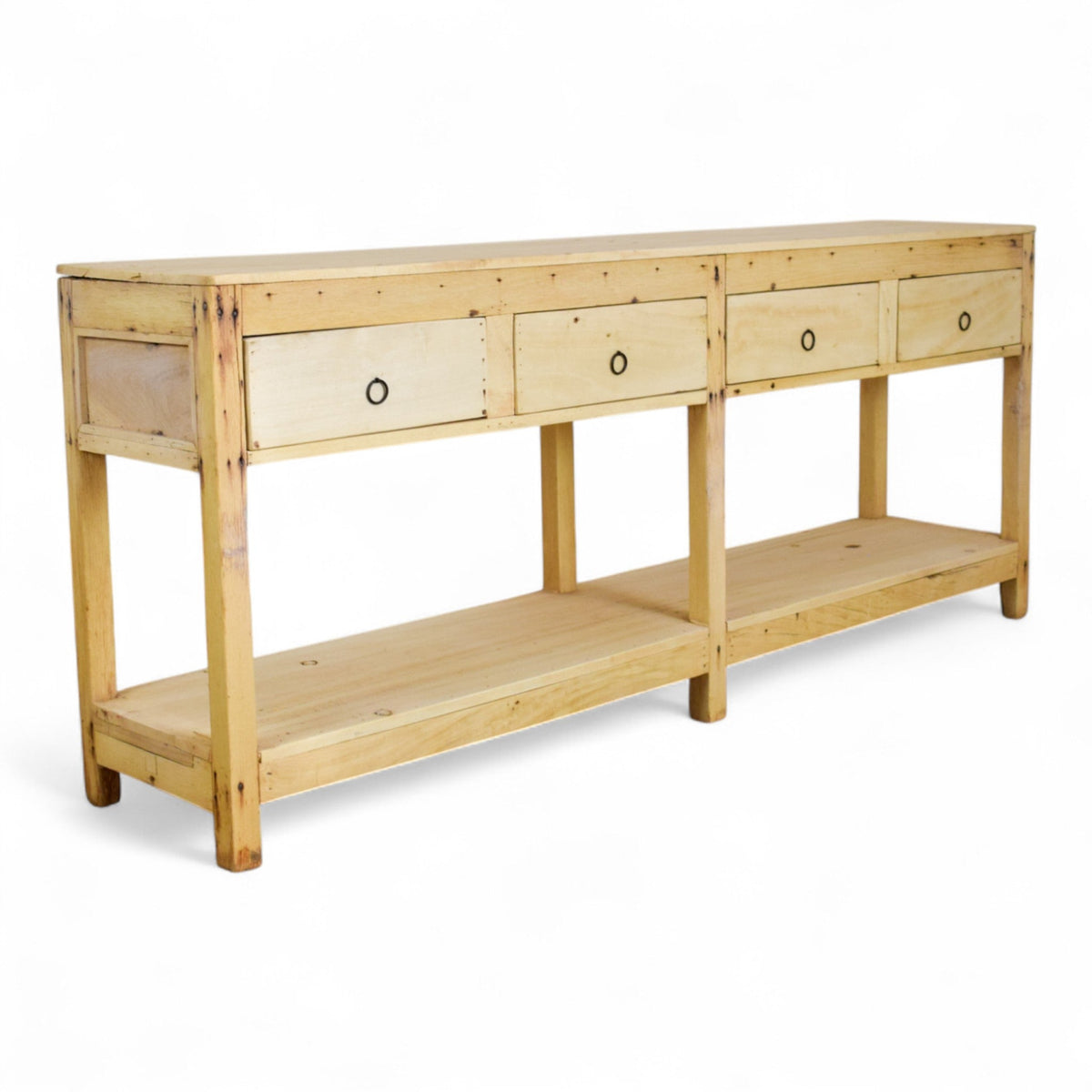 Vintage Solid Wood Rustic Sideboard Cupboard Drawers