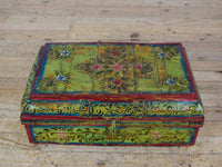 Vintage Indian Hand Painted Metal Travel Trunk Chest