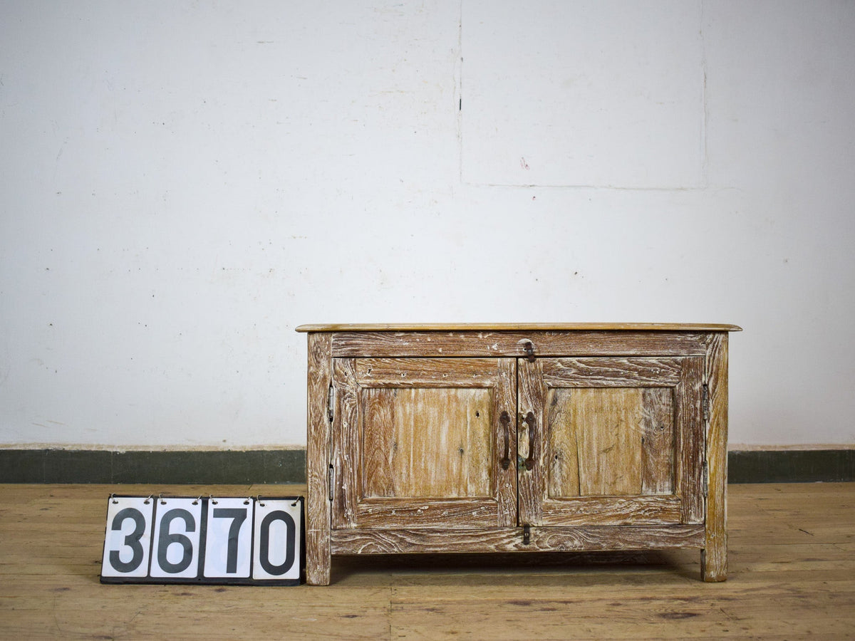 Vintage Worn Painted Rustic Cupboard Cabinet
