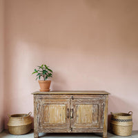 Vintage Worn Painted Rustic Cupboard Cabinet