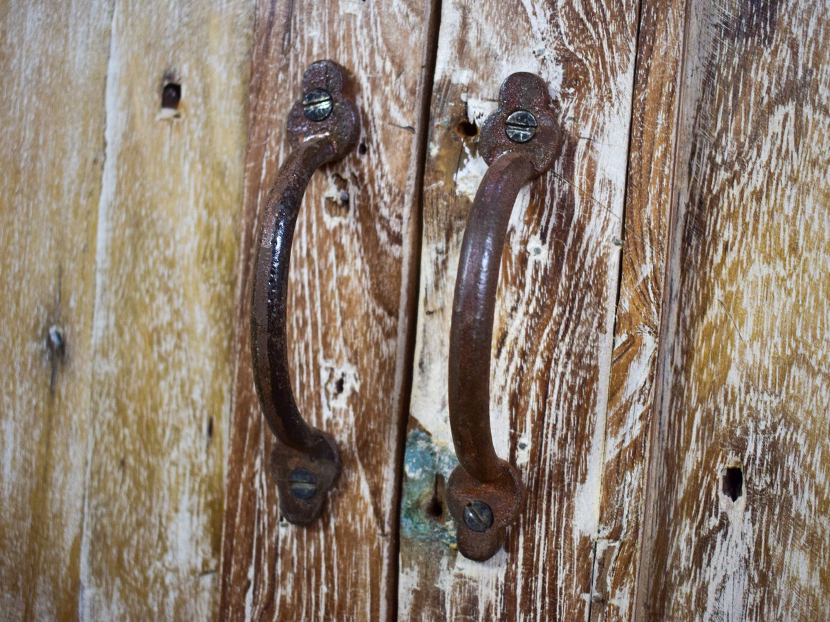 Vintage Worn Painted Rustic Cupboard Cabinet