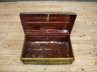 Vintage Indian Hand Painted Metal Travel Trunk Chest