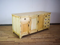 Large Vintage Rustic Bleached Wood Cupboard Kitchen Island Sideboard