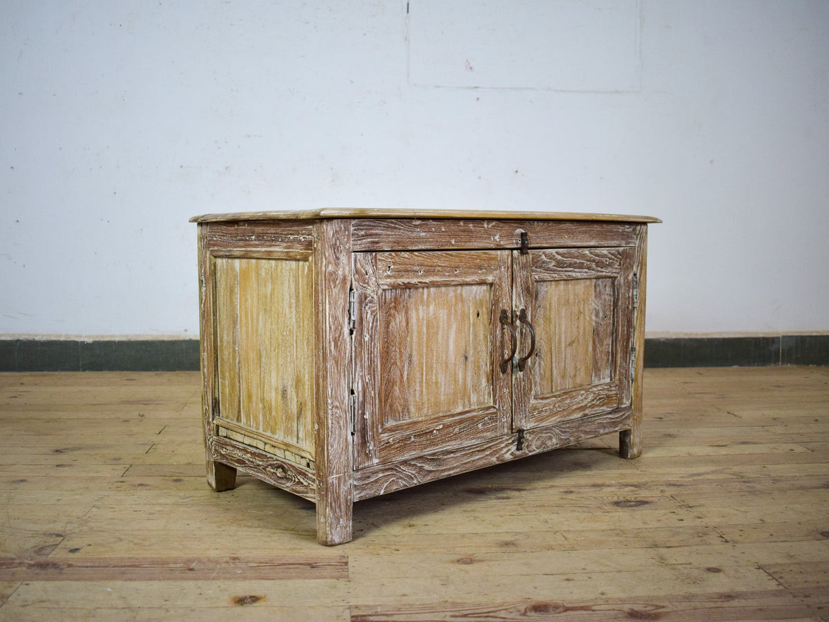 Vintage Worn Painted Rustic Cupboard Cabinet