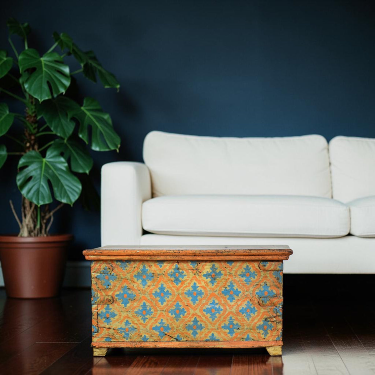 Hand Painted Vintage Chest Trunk Box