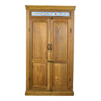 Vintage Rustic Cupboard Cabinet Storage With Antique Tile Decoration