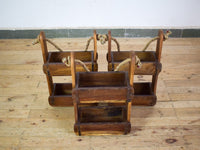 Vintage Wooden Hanging Two Section Brick Mould Shelves
