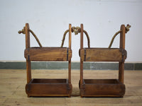 Vintage Wooden Hanging Two Section Brick Mould Shelves
