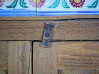 Vintage Rustic Cupboard Cabinet Storage With Antique Tile Decoration