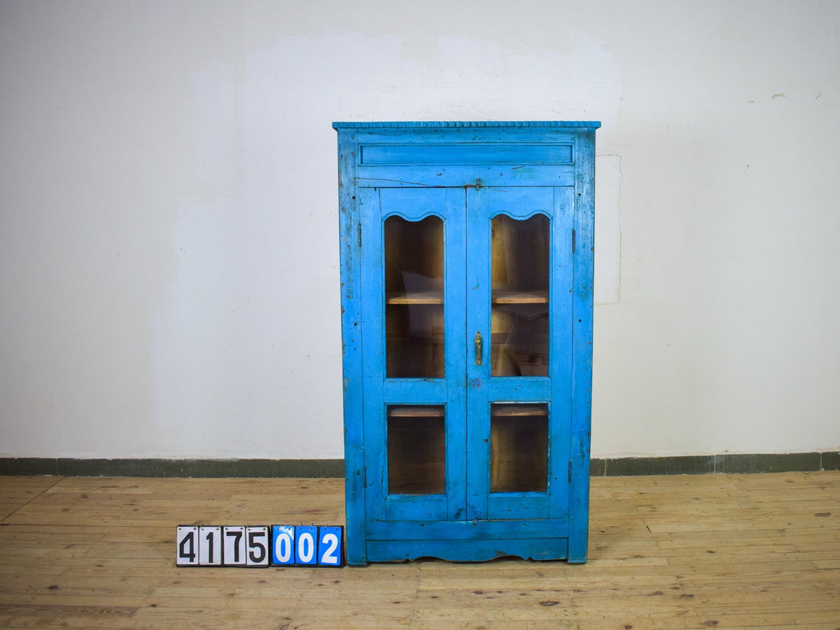Vintage Worn Painted Rustic Cupboard Cabinet