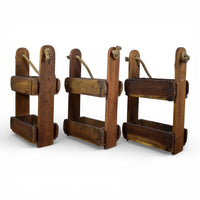 Vintage Wooden Hanging Two Section Brick Mould Shelves