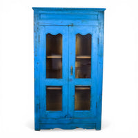Vintage Worn Painted Rustic Cupboard Cabinet