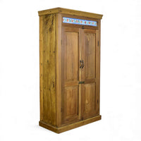 Vintage Rustic Cupboard Cabinet Storage With Antique Tile Decoration