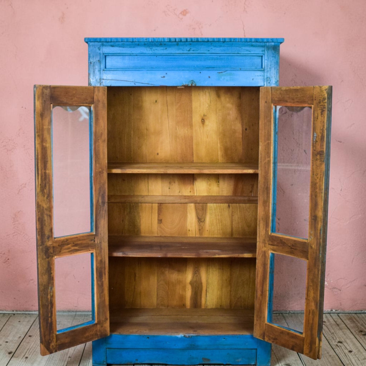 Vintage Worn Painted Rustic Cupboard Cabinet